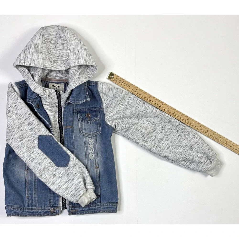 MaCam Hooded Denim Jacket Kids Boys 120 Zipper Button Casual